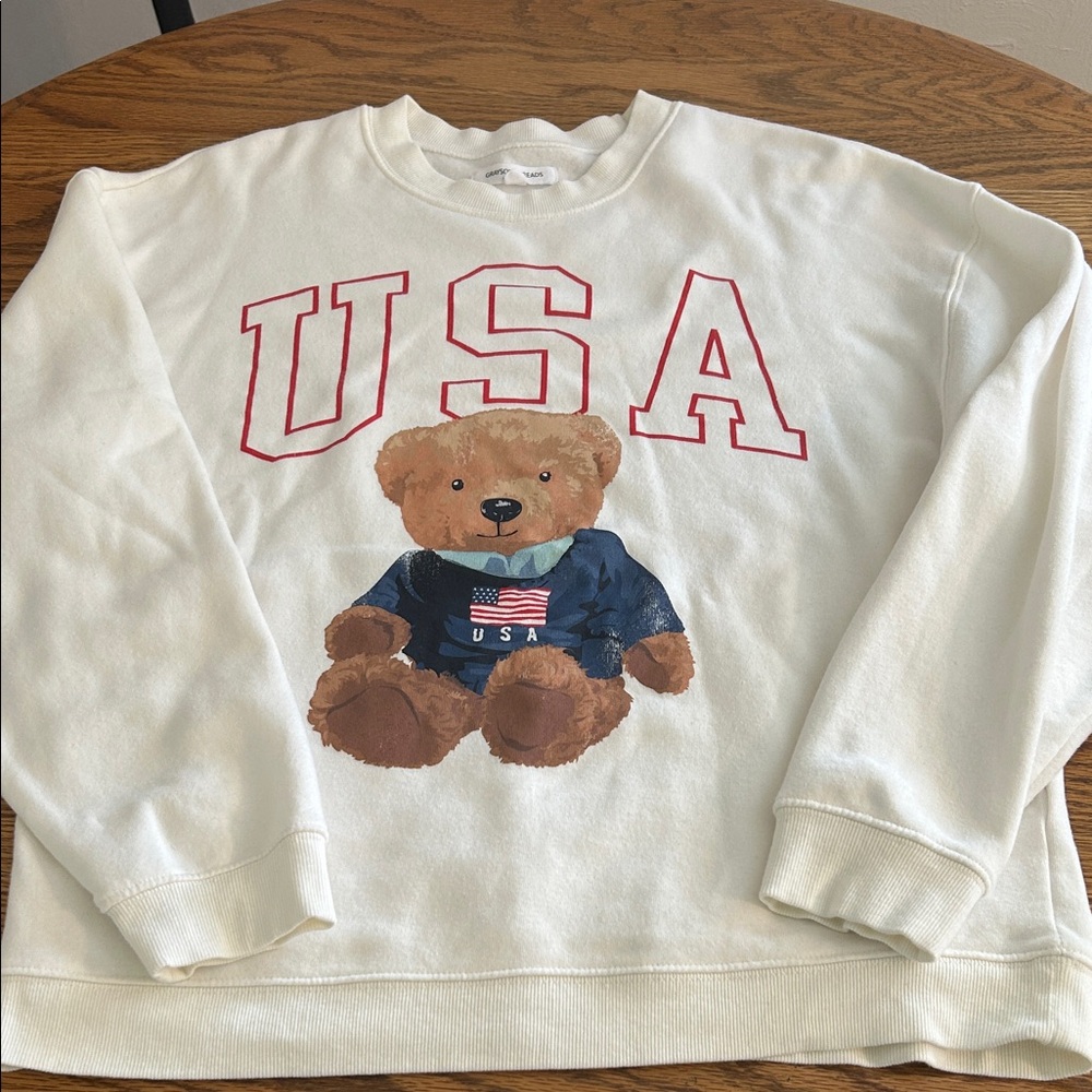 Grayson Threads USA Bear Graphic Crewneck Sweater - White